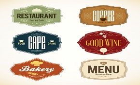 6 Vintage restaurant label vector